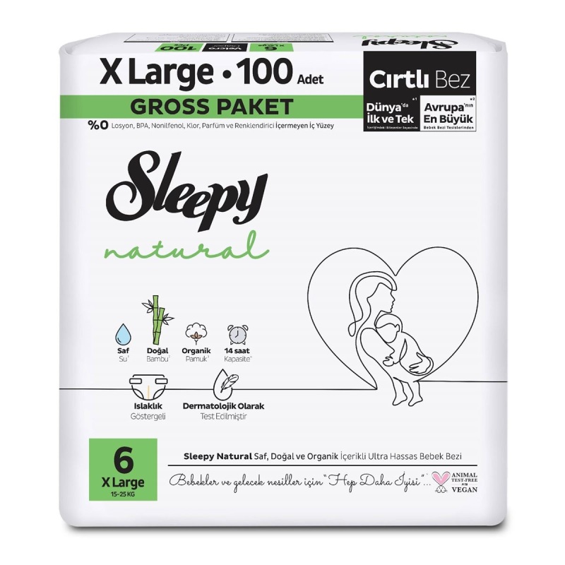 Sleepy Natural Bebek Bezi Gross Paket 6 Beden 15-25 Kg 100 Adet - 1