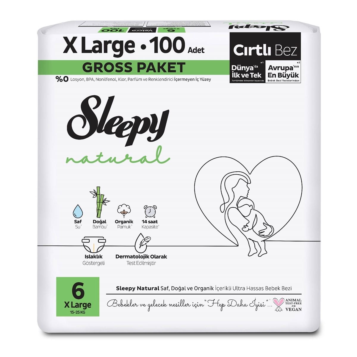 Sleepy Natural Bebek Bezi Gross Paket 6 Beden 15-25 Kg 100 Adet - 1