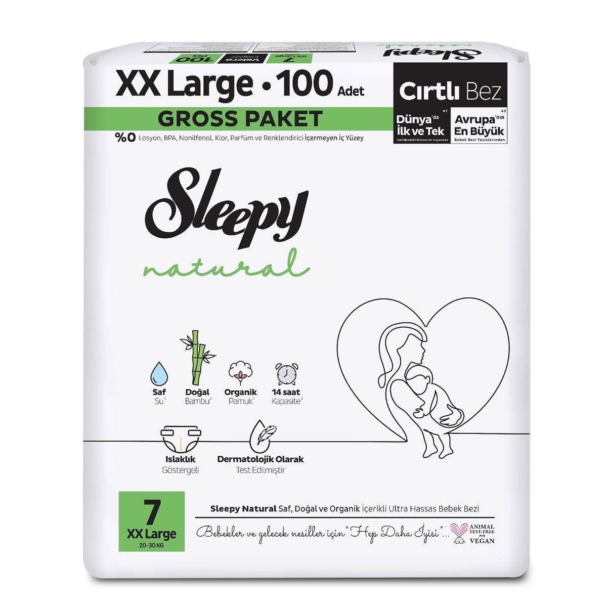 Sleepy Natural Bebek Bezi Gross Paket 7 Beden 20-30 Kg 100 Adet - 1