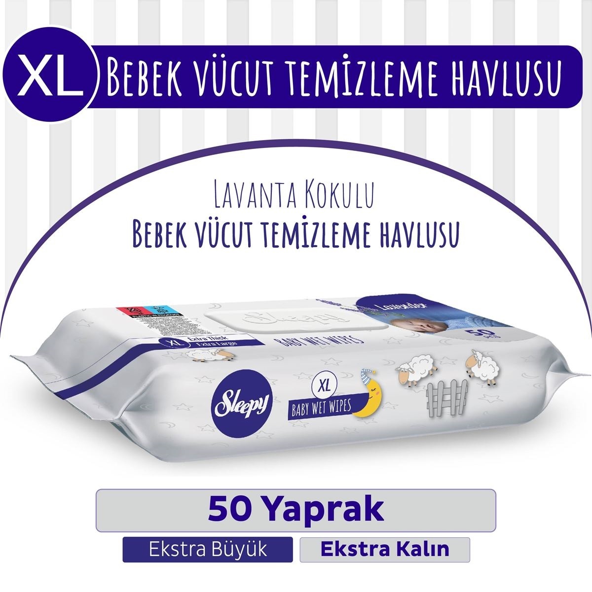 Sleepy XL Lavanta Kokulu Bebek Vücut Temizleme Mendili 50 Yaprak - 1