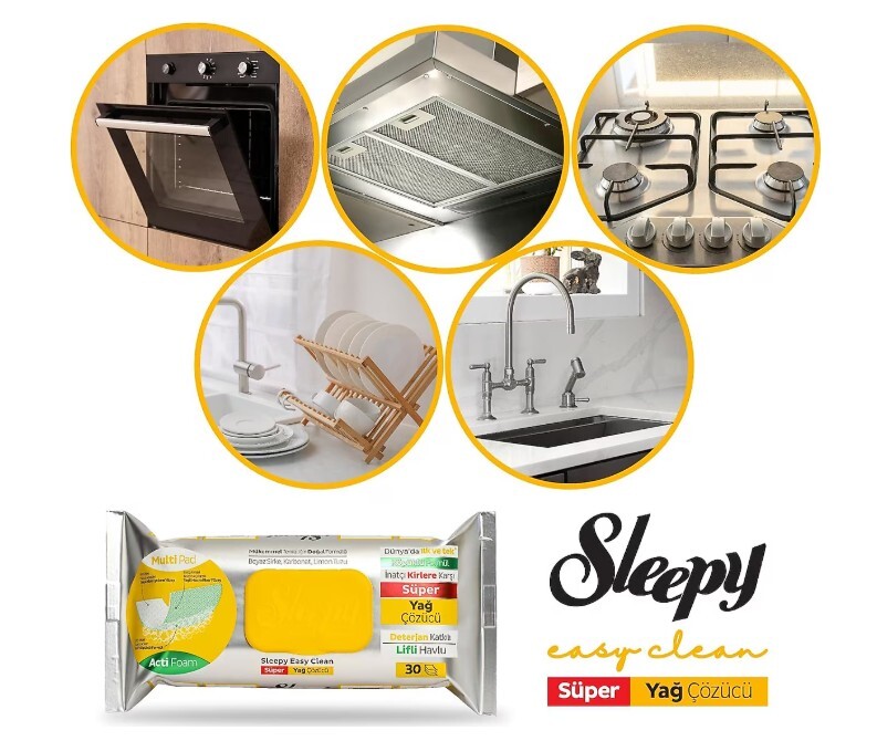 Sleepy Yüzey Temizlik Havlusu 30 Adet Yağ Çözücü - 3