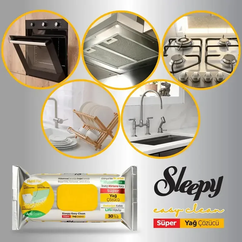 Sleepy Yüzey Temizlik Havlusu 30 Adet Yağ Çözücü - 4