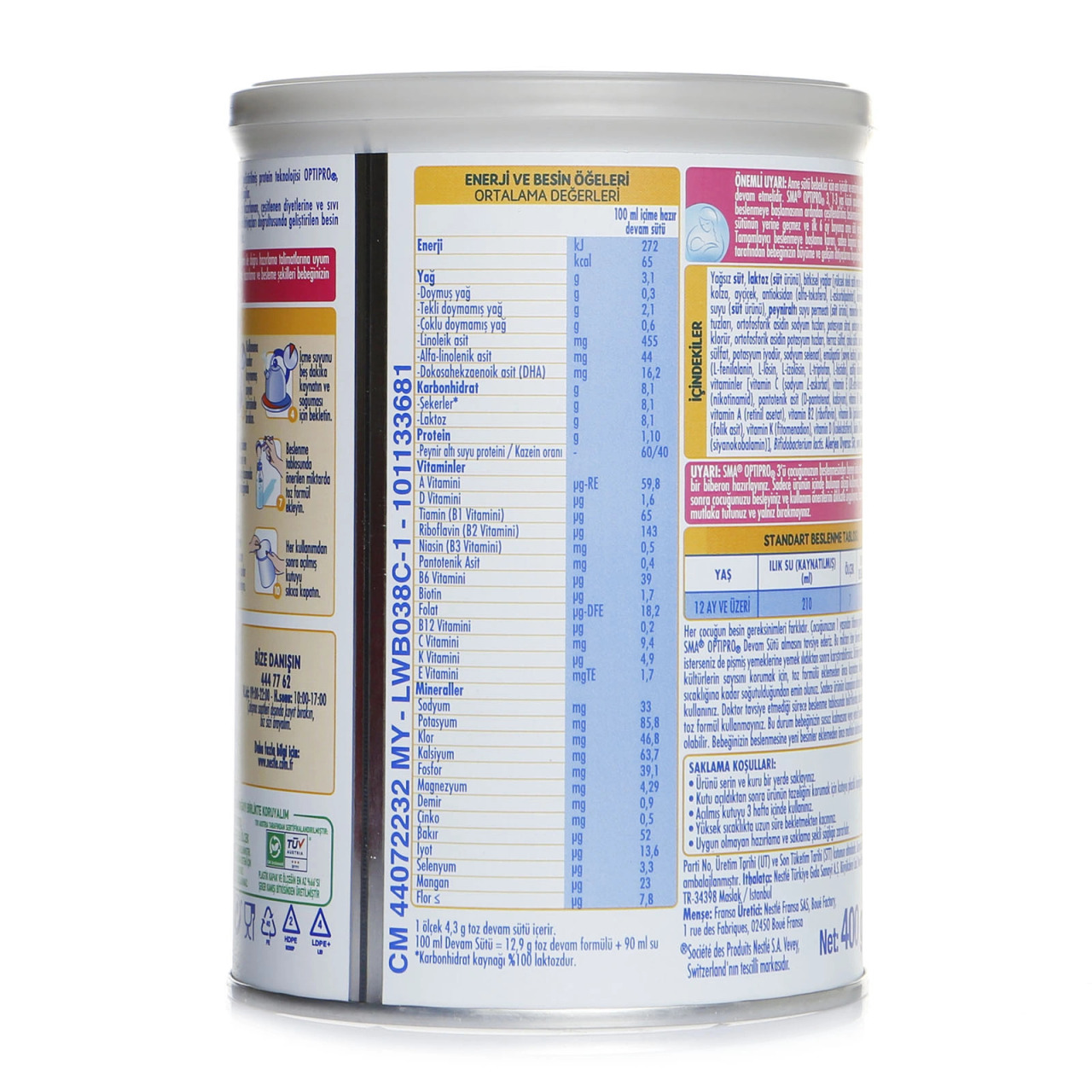 SMA Optipro Probiyotik 3 Bebek Devam Sütü 1-3 Yaş 400 Gr - 4