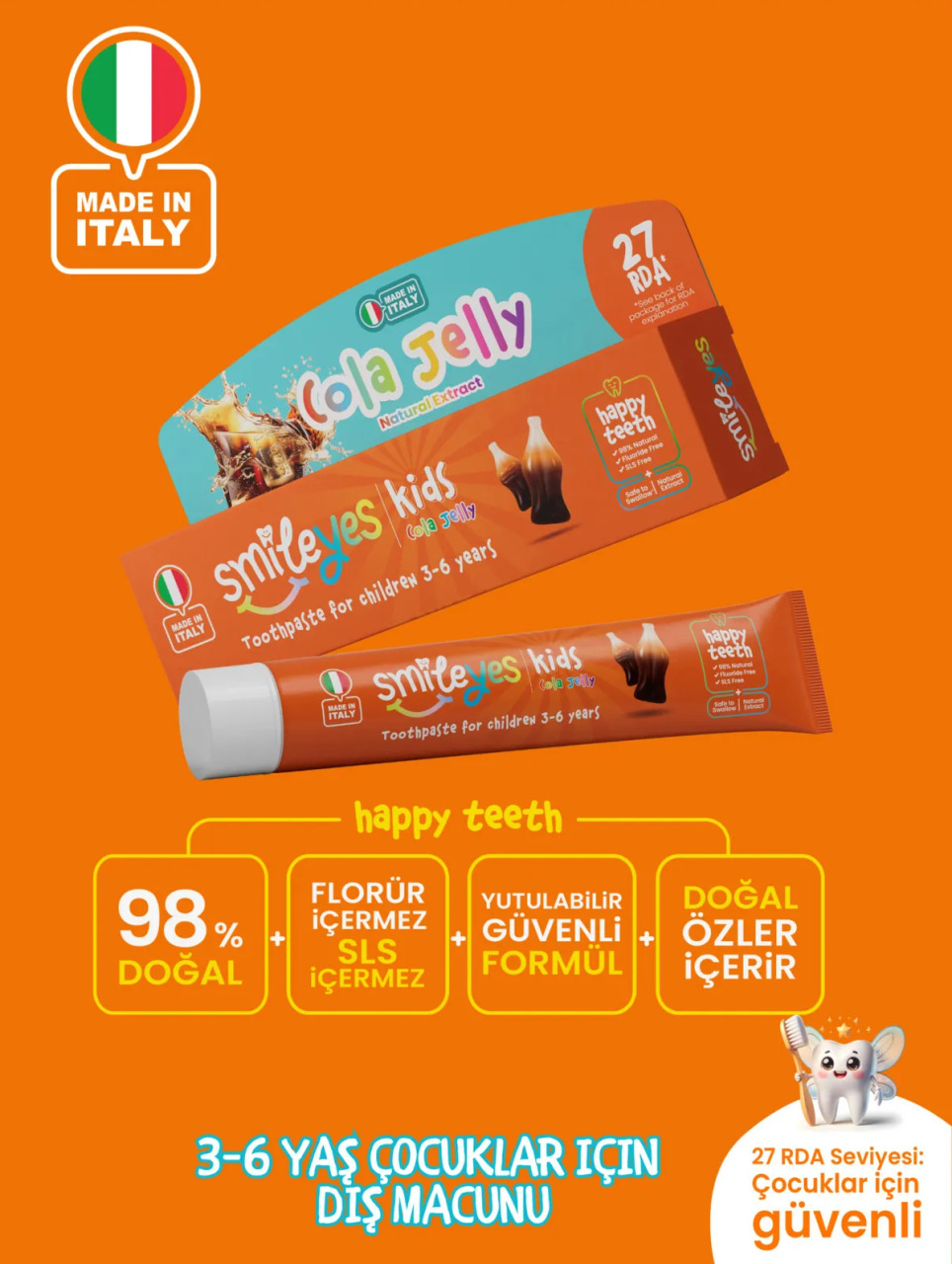 Smileyes Kids Diş Macunu 3-6 Yaş 50 ml Cola Jelly - 3