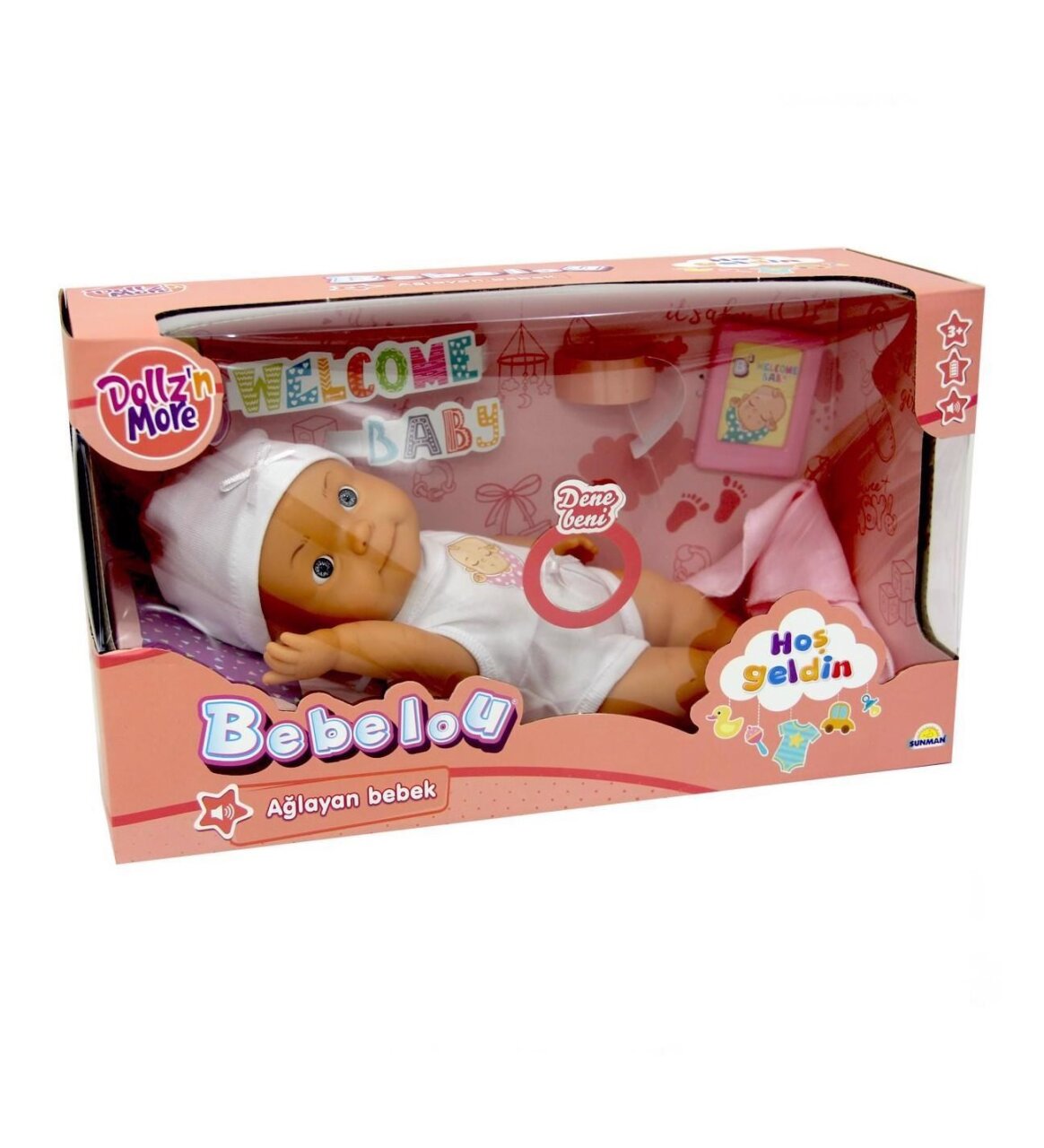Sunman Bebelou Hoşgeldin Sesli Ağlayan Bebek 30 Cm - 1