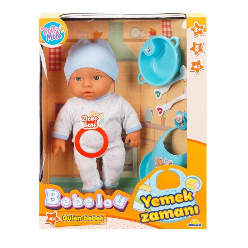 Sunman Bebelou Yemek Zamanı Sesli Bebek Seti 35 Cm 30021 - 2