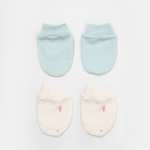 Bibaby Biorganic Save The Seahorse 2'Li Bebek Eldiven 72232 Bej-Mint - Bibaby