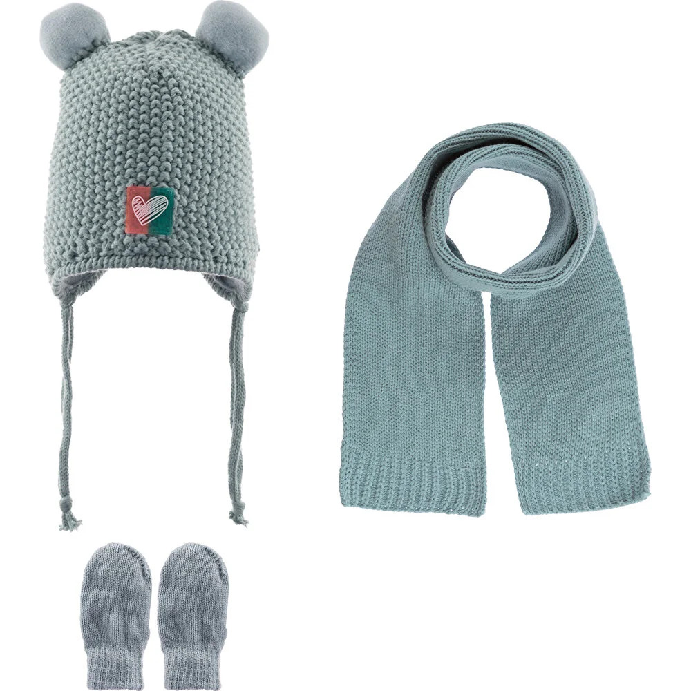 Kitti Bebe Kız Atkı Bere Eldiven Takım (0-18 Ay) K23150-02 Mint - 1
