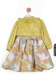 Tüllü Büzgülü Süzene nakışlı Fırfırlı Kız Çocuk Elbise 9-24 Ay 1500 - 2