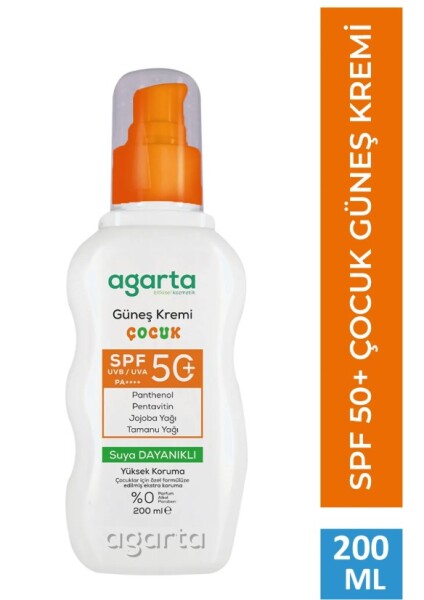 Agarta Doğal Güneş Kremi Çocuk 50 SPF 200 ml - Agarta