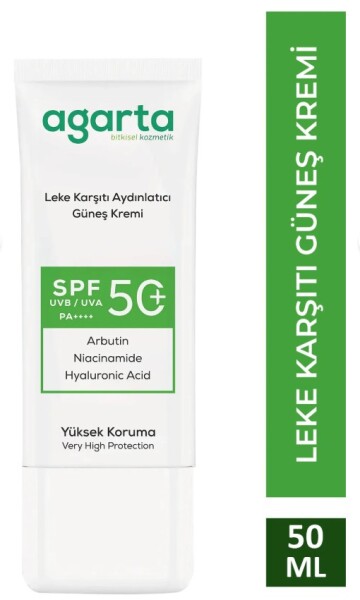 Agarta Doğal Güneş Kremi Leke Karşıtı Aydınlatıcı 50 SPF 50 ml - Agarta