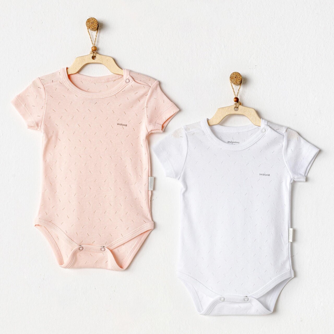 Andywawa AC25554 Sleeve Jacquard 2'Li Basic Body Pink White - 1