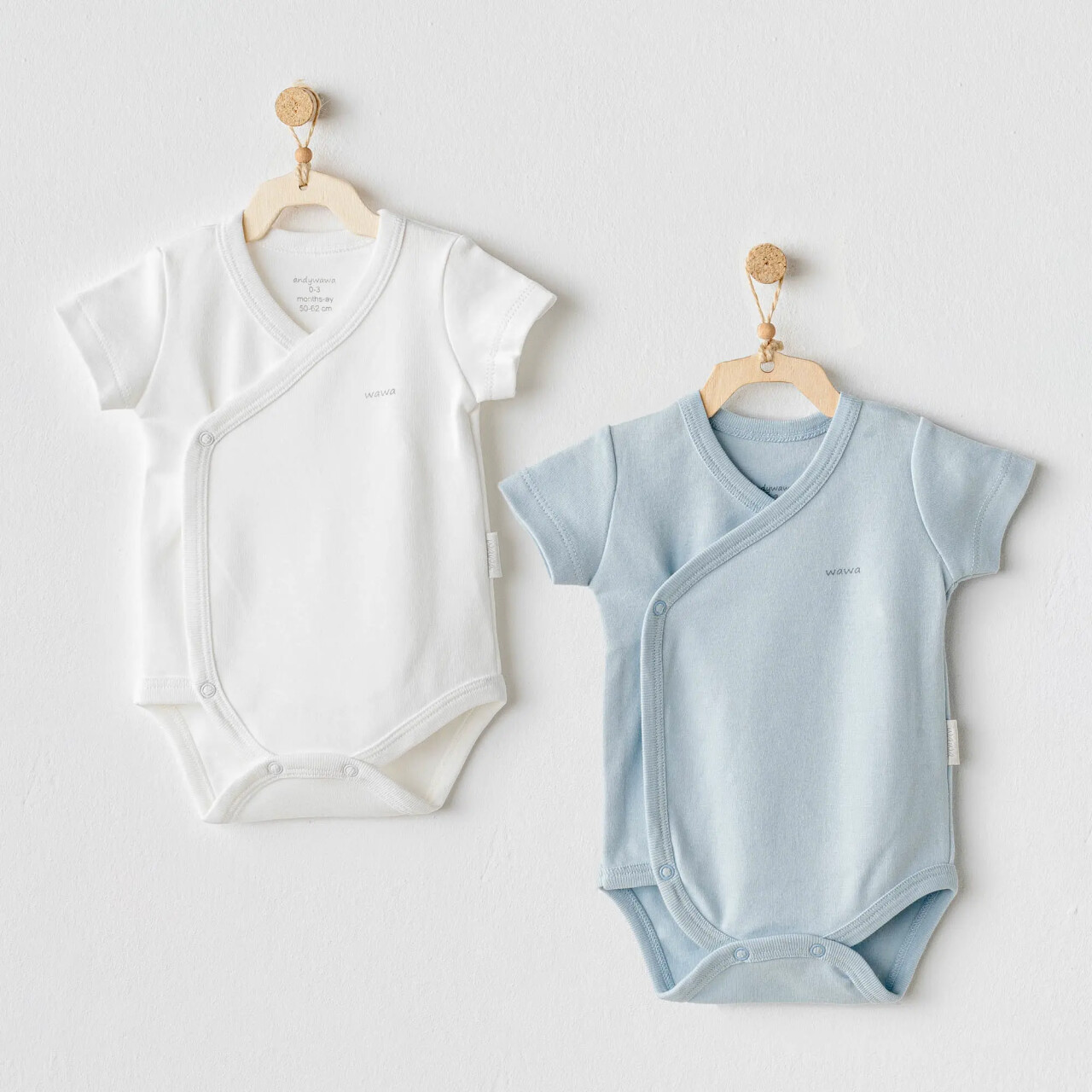 Andywawa AC25643 Cuddly Bunny Bear 2'Li Zıbın Body Ekru Mavi - 1