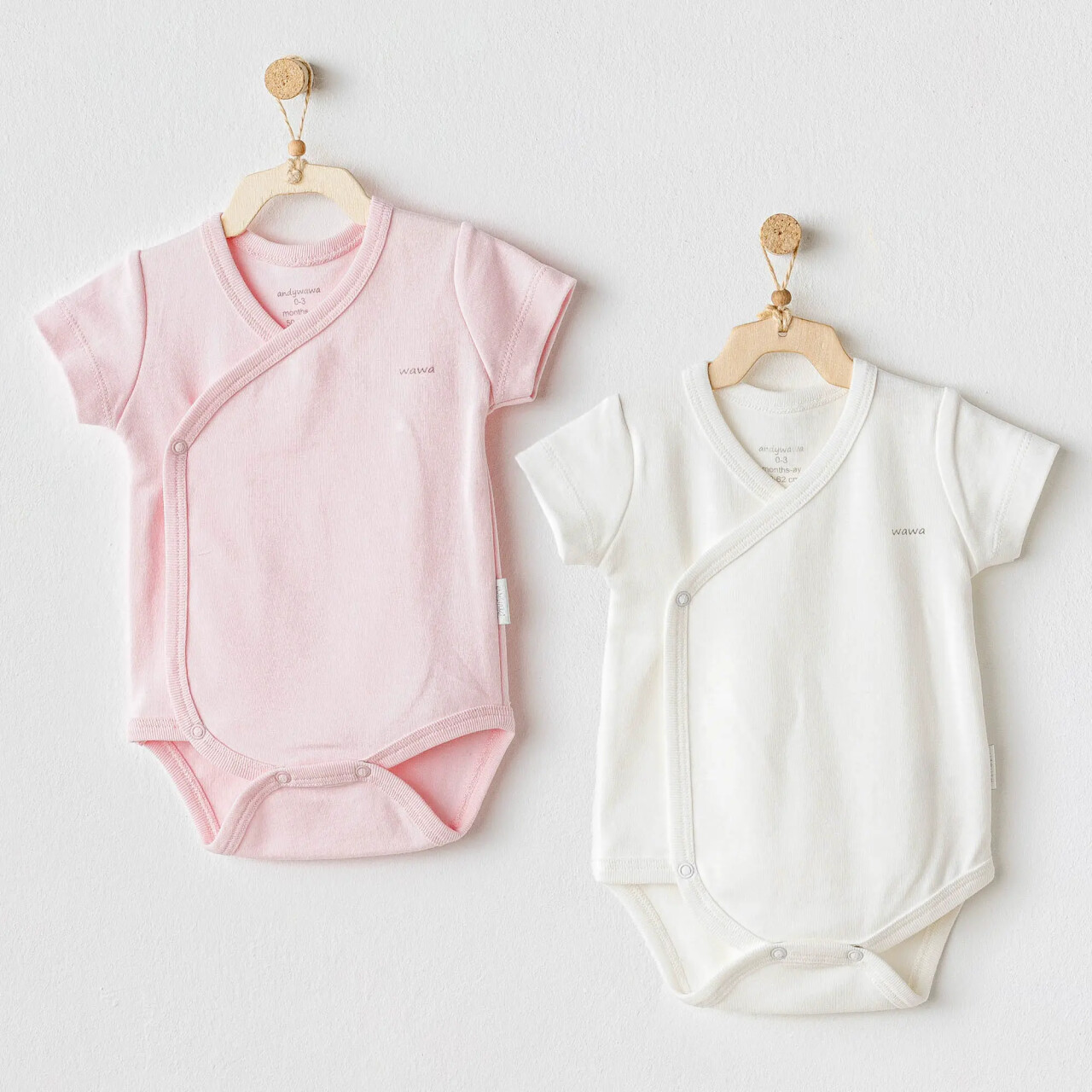 Andywawa AC25643 Cuddly Bunny Bear 2'Li Zıbın Body Ekru Pembe - 1