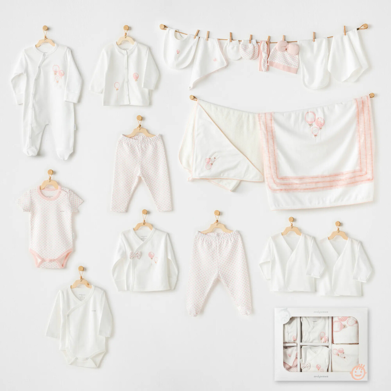 Andywawa AC25552 Pink Baloons 20'li Hastane Çıkışı Ekru - 1