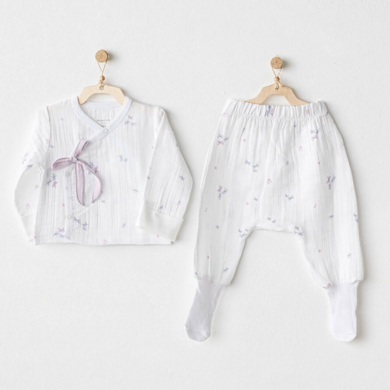 Andywawa AC25584 Magical Butterfly Müslin 2'Li Zıbın Takım White - 1