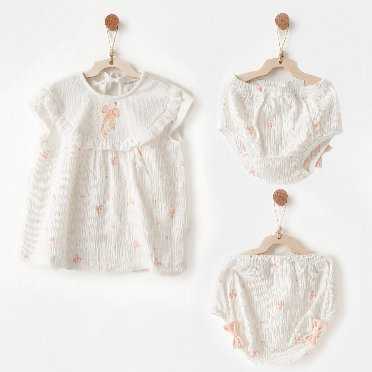 Andywawa AC26541 Little Swan Love Elbise Takım Ekru - 1