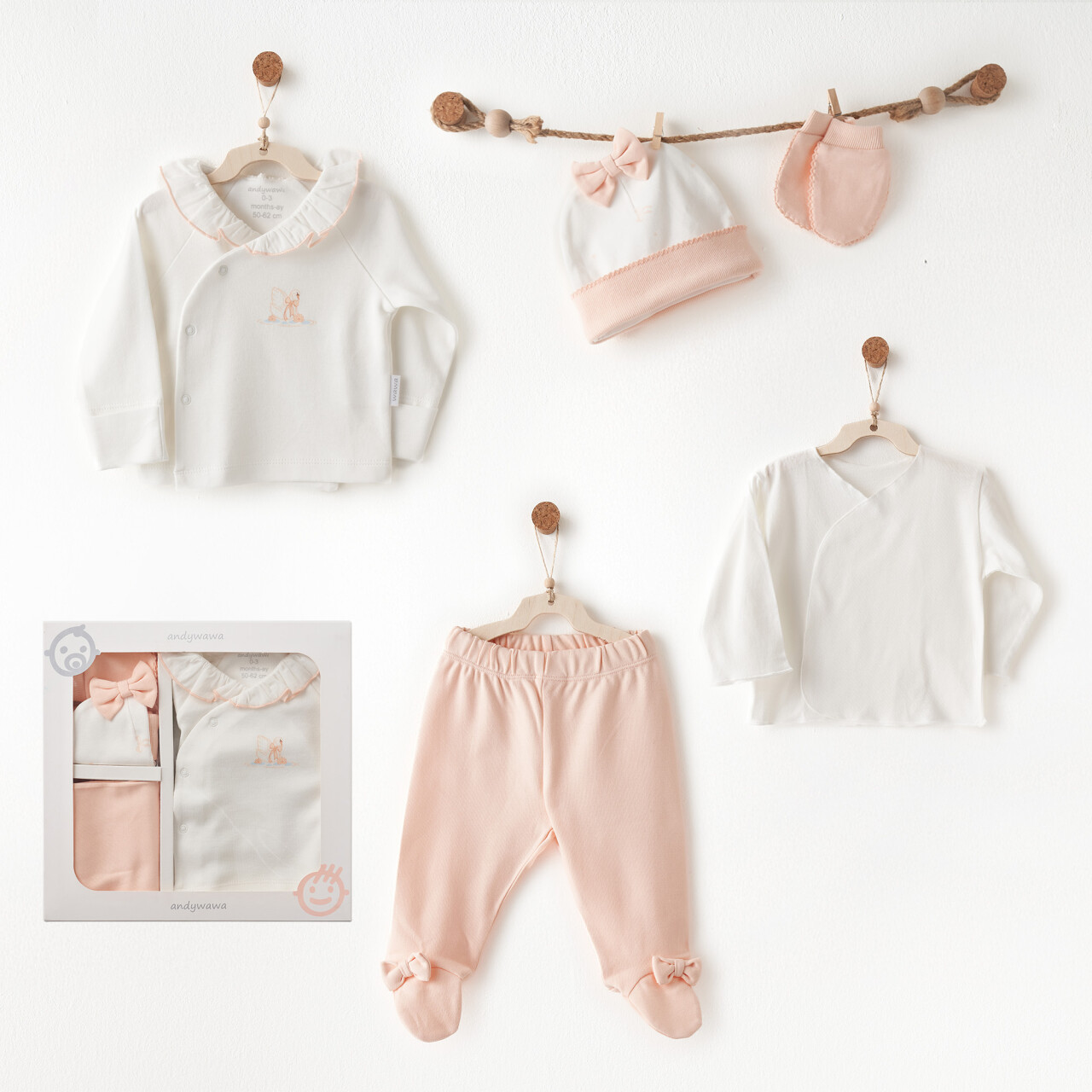 Andywawa AC26530 Little Swan Love 5li Hastane Çıkışı Ekru - 1