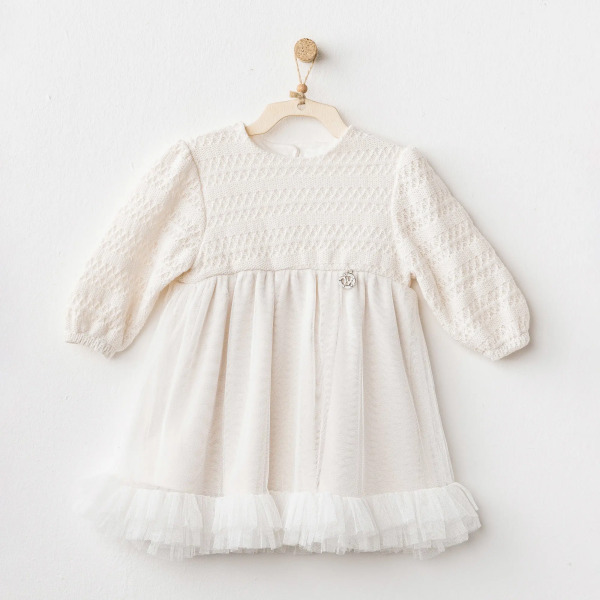 Andywawa AC26136 Wawa Exclusive Elbise Ekru - Andywawa