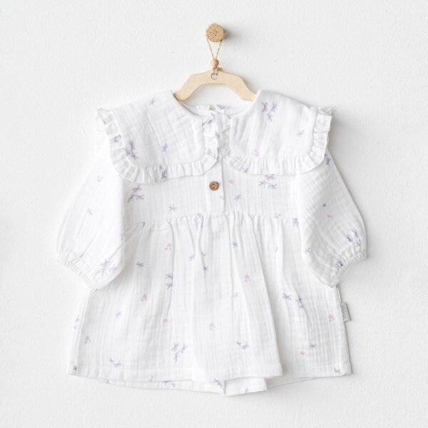 Andywawa AC25585 Magical Butterfly Müslin Bebek Elbise White - Andywawa