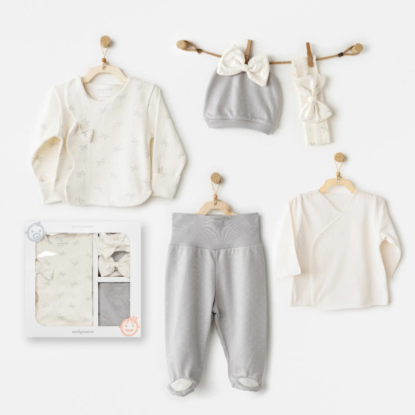 Andywawa AC26250 Baby Bow Bliss 5'li Hastane Çıkışı Ekru - Andywawa