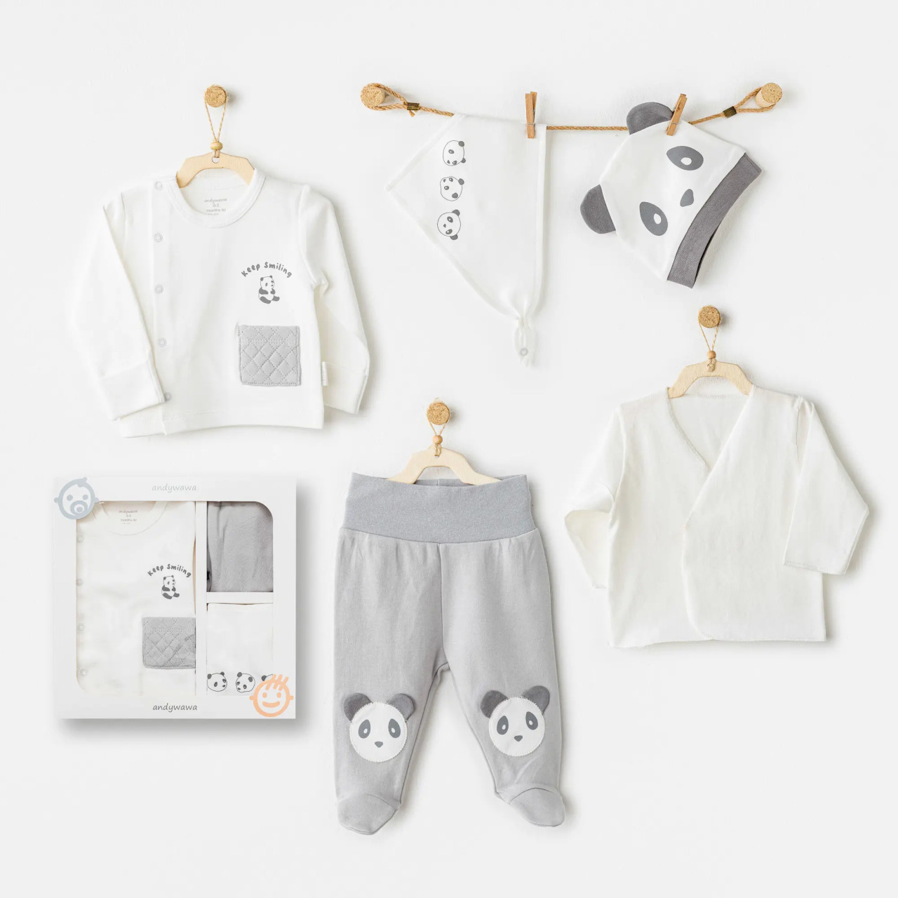 Andywawa AC26020 Keep Smiling 5'li Hastane Çıkışı Grey - 1