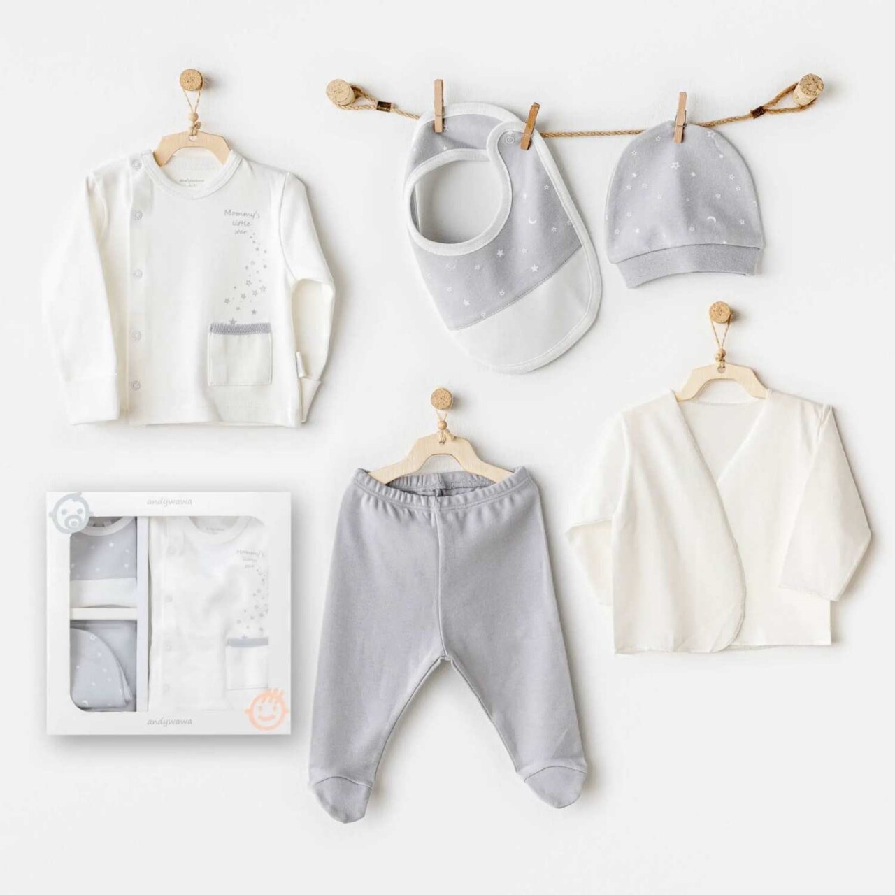 Andywawa AC25700 Mommy's Little Star 5'Li Hastane Çıkışı Ekru - 1