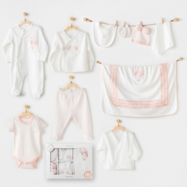 Andywawa AC25551 Newborn Set Pınk Baloons 10'Lu Hastane Çıkışı Ekru - Andywawa