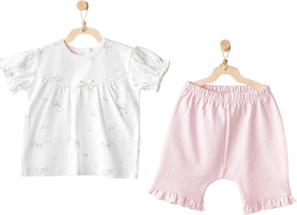 Andywawa AC25631 Cuddly Bunny Bear 2'Li Bebe Takım Pink - Andywawa