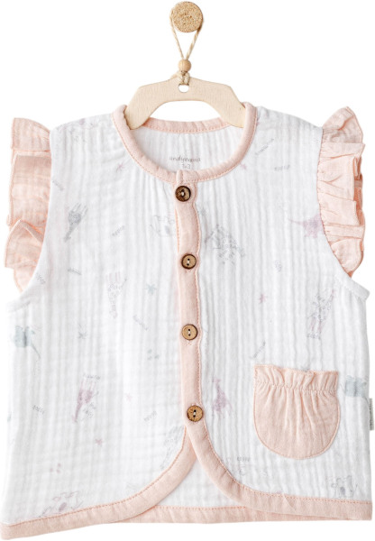 Andywawa AC25525 Love Family Müslin Yelek Ekru - Andywawa