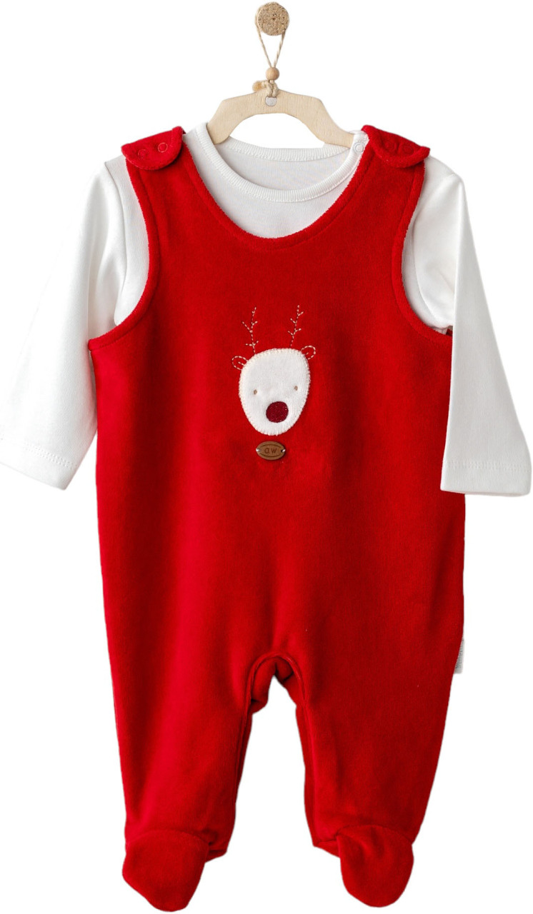 Andywawa AC25339 Happy Newyear Kadife Bebek Tulum Takım Red - 1