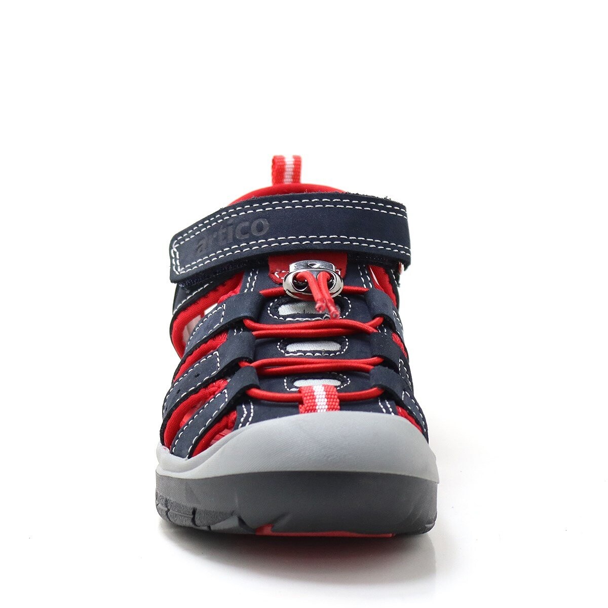 Artico Rock Hakiki Deri Lacivert Kırmızı Çocuk Sandalet - 4