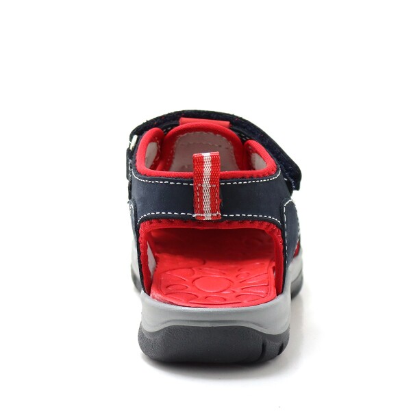Artico Rock Hakiki Deri Lacivert Kırmızı Çocuk Sandalet - 5