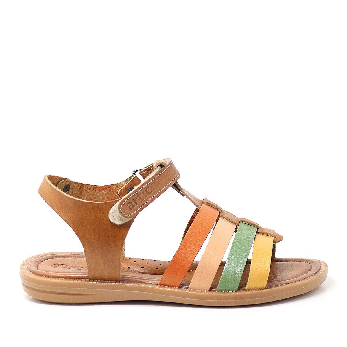 Artico Bellini Hakiki Deri Taba Vaketa Kız Çocuk Sandalet - 2
