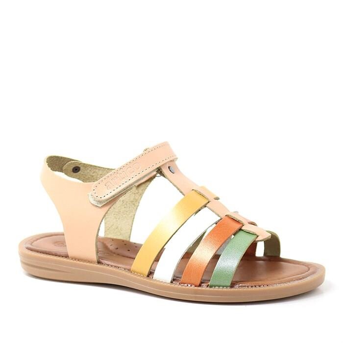 Artico Bellini Hakiki Deri Vaketa Taba Renkli Kız Çocuk Sandalet - 8