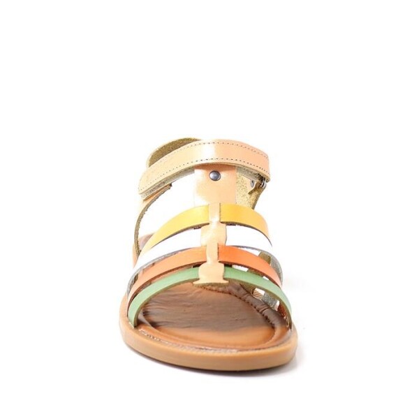 Artico Bellini Hakiki Deri Vaketa Taba Renkli Kız Çocuk Sandalet - 11