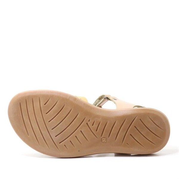 Artico Bellini Hakiki Deri Vaketa Taba Renkli Kız Çocuk Sandalet - 28