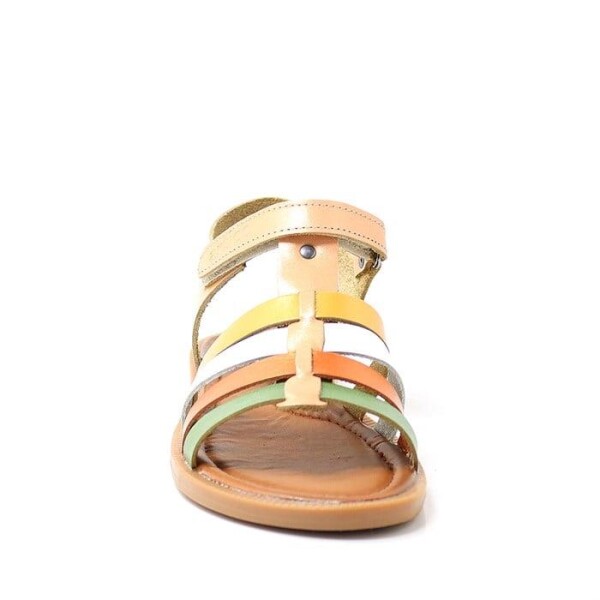 Artico Bellini Hakiki Deri Vaketa Taba Renkli Kız Çocuk Sandalet - 39