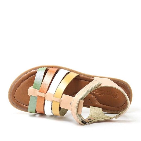 Artico Bellini Hakiki Deri Vaketa Taba Renkli Kız Çocuk Sandalet - 41