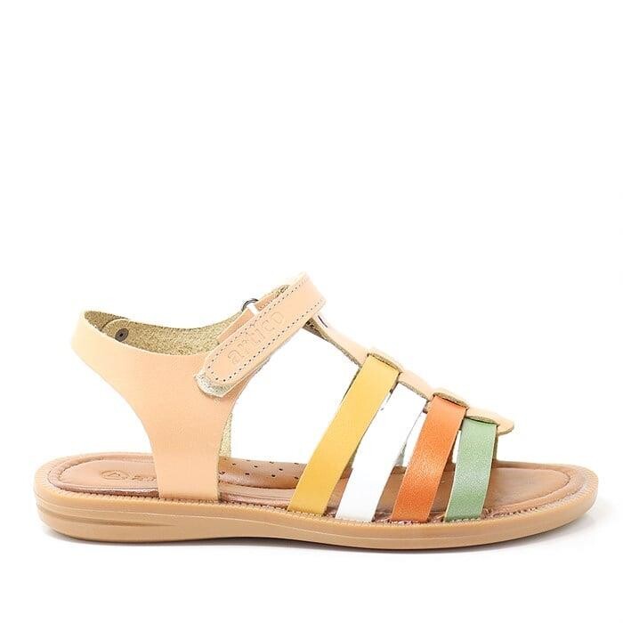 Artico Bellini Hakiki Deri Vaketa Taba Renkli Kız Çocuk Sandalet - 51