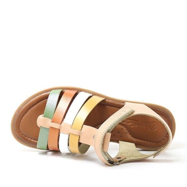Artico Bellini Hakiki Deri Vaketa Taba Renkli Kız Çocuk Sandalet - 62