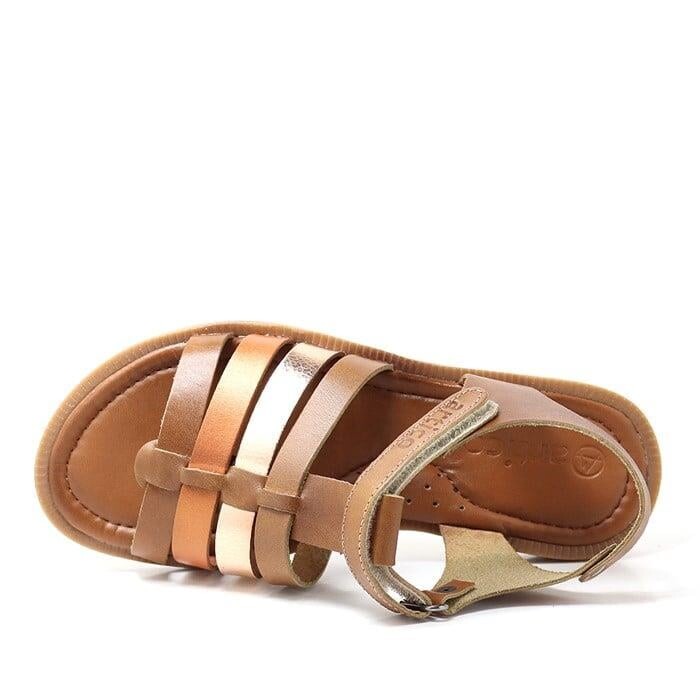 Artico Bellini Hakiki Deri Vaketa Kahve Taba Kız Çocuk Sandalet - 69