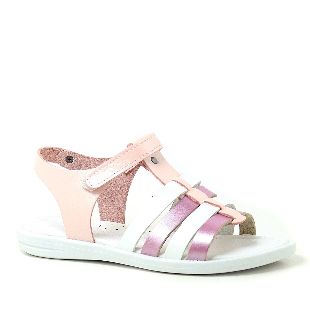 Artico Bellini Hakiki Deri Vaketa Pudra Pembe Kız Çocuk Sandalet - 1