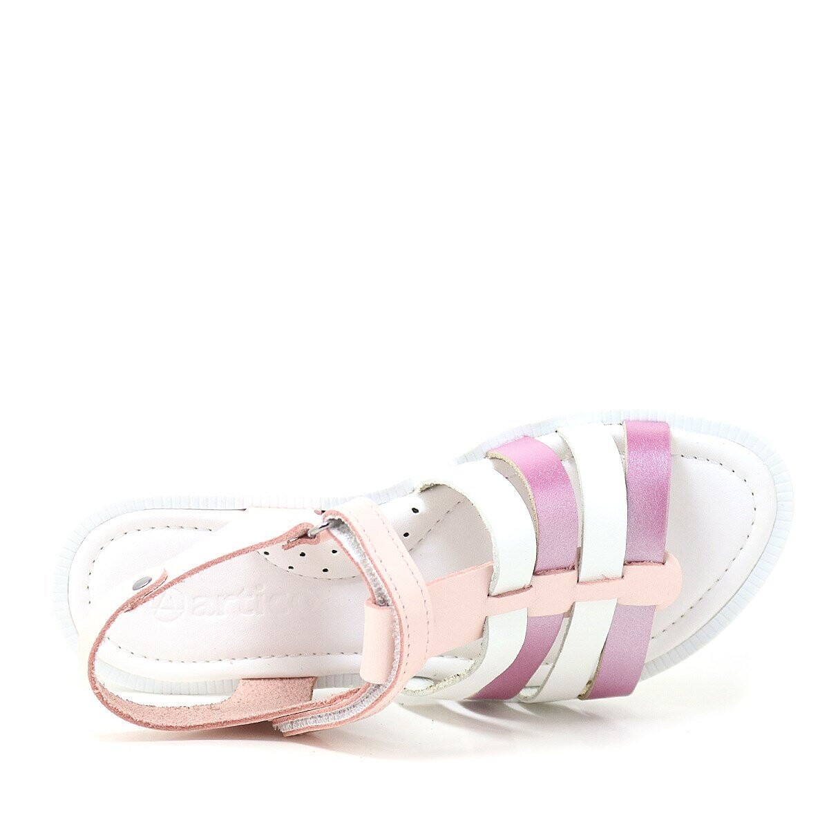 Artico Bellini Hakiki Deri Vaketa Pudra Pembe Kız Çocuk Sandalet - 6