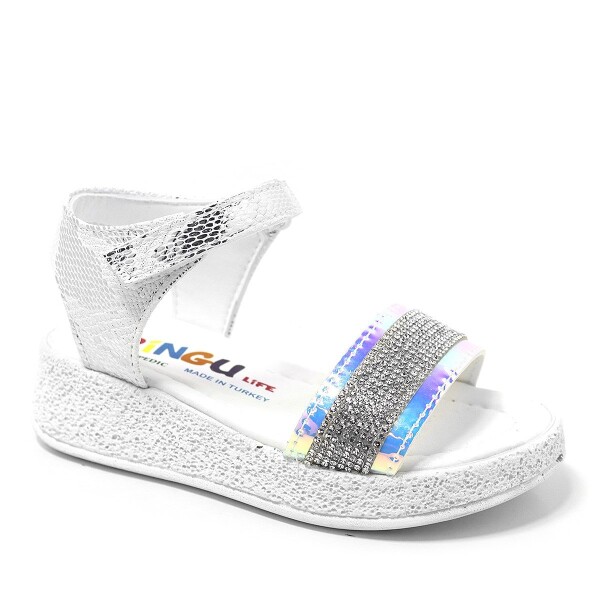 Artico Pingu Gloria Gümüş Taşlı Kız Çocuk Sandalet - Artico