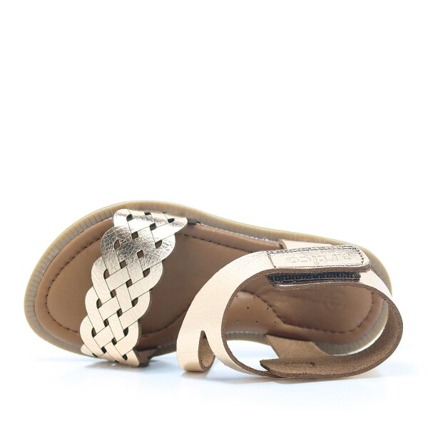 Artico Etoile Hakiki Deri Altın Rengi Vaketa Kız Çocuk Sandalet - 6
