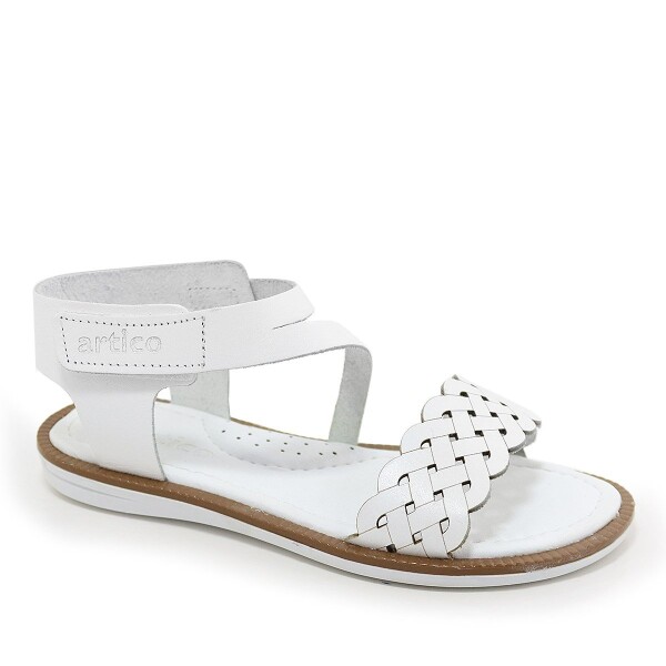 Artico Etoile Hakiki Deri Vaketa Beyaz Kız Çocuk Sandalet - Artico