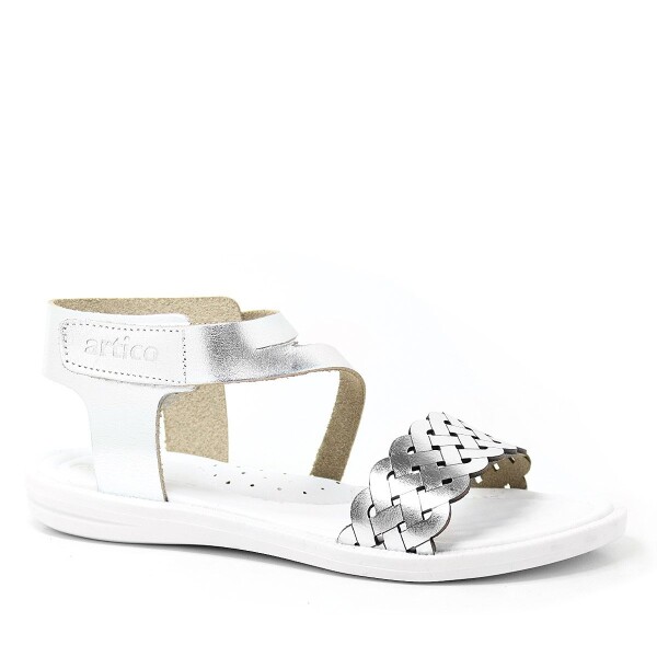 Artico Etoile Hakiki Deri Vaketa Gümüş Gri Kız Çocuk Sandalet - Artico