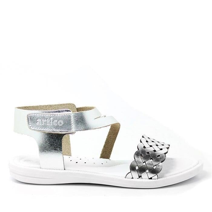 Artico Etoile Hakiki Deri Vaketa Gümüş Gri Kız Çocuk Sandalet - 37