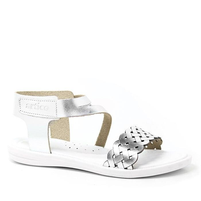 Artico Etoile Hakiki Deri Vaketa Gümüş Gri Kız Çocuk Sandalet - 57